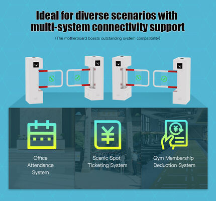 HCW Vertical Turnstile Gate with Facial Recognition Technology Compact Waist-High Design for 30-45 People/Minute Traffic