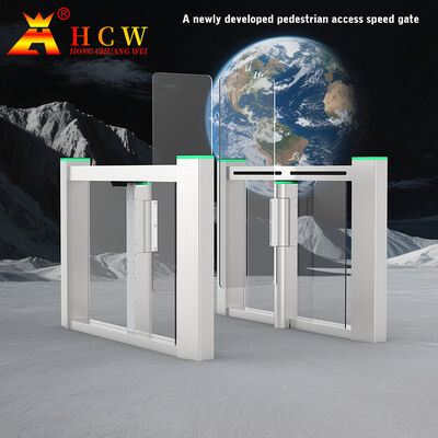 HCW Automatic Turnstile Gate with 30-40 Passages/Minute Throughput 10mm Plexiglass Door Wings and 3-Million-Cycle Durability