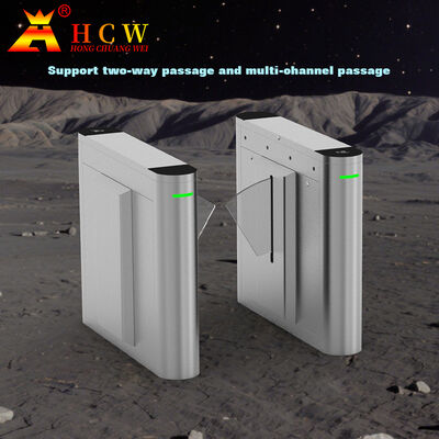 HCW Flap Barrier Turnstile with 15mm Plexiglass Door Wings 4 Pairs Infrared Beams and ISO 9001/CE Certification for Secure Access Control