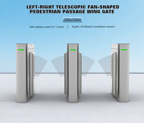 HCW Flap Barrier Turnstile with 15mm Plexiglass Door Wings 4 Pairs Infrared Beams and ISO 9001/CE Certification for Secure Access Control