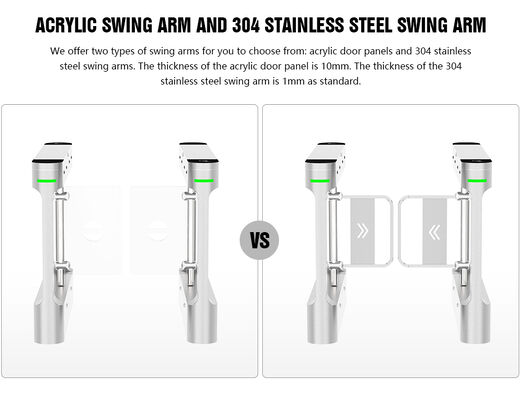 HCW IP42 Swing Barrier Turnstile,10mm Plexiglass Security Turnstile Gate and 30-40 People/Minute Throughput for Secure Access Control