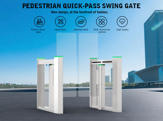 HCW Automatic Turnstile Gate with DC Brushless Motor 10mm Plexiglass Door Wings and 3-Million-Cycle Durability